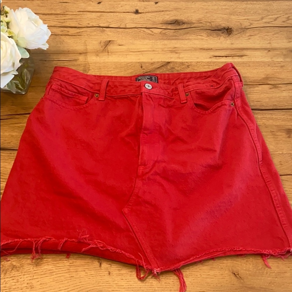 Abercrombie and Fitch red denim cutoff skirt
